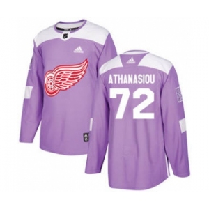 Men's Detroit Red Wings #72 Andreas Athanasiou Purple Fights Cancer Stitched Hockey Jersey