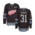 Men's Red Wings #31 Calvin Pickard Black 1917-2017 100th Anniversary Stitched Hockey Jersey