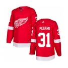 Men's Red Wings #31 Calvin Pickard Red Home Authentic Stitched Hockey Jersey