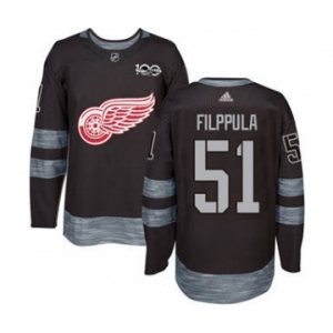 Men's Red Wings #51 Valtteri Filppula Black 1917-2017 100th Anniversary Stitched Hockey Jersey