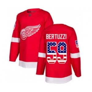Men's Red Wings #59 Tyler Bertuzzi Red Home USA Flag Stitched Hockey Jersey