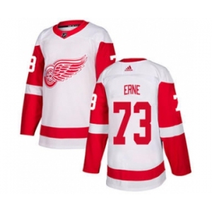 Men's Red Wings #73 Adam Erne White Road Authentic Stitched Hockey Jersey