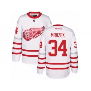 Men's Reebok Detroit Red Wings #34 Petr Mrazek Authentic White 2017 Centennial Classic NHL Jersey