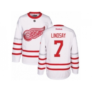 Men's Reebok Detroit Red Wings #7 Ted Lindsay Authentic White 2017 Centennial Classic NHL Jersey