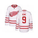 Men's Reebok Detroit Red Wings #9 Gordie Howe Authentic White 2017 Centennial Classic NHL Jersey