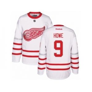 Men's Reebok Detroit Red Wings #9 Gordie Howe Authentic White 2017 Centennial Classic NHL Jersey