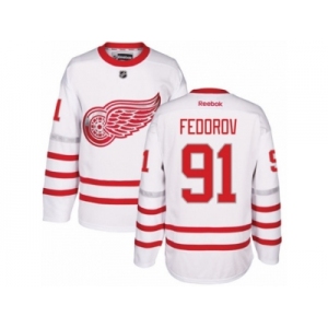 Men's Reebok Detroit Red Wings #91 Sergei Fedorov Authentic White 2017 Centennial Classic NHL Jersey