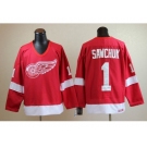 nhl jerseys detroit red wings #1 terry sawchuk ccm throwback red