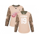 Women Adidas Detroit Red Wings #19 Steve Yzerman Camo Authentic 2017 Veterans Day Stitched NHL Jersey