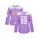 Women Adidas Detroit Red Wings #19 Steve Yzerman Purple Authentic Fights Cancer Stitched NHL Jersey