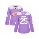 Women Adidas Detroit Red Wings #25 Mike Green Purple Authentic Fights Cancer Stitched NHL Jersey