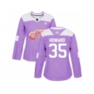 Women Adidas Detroit Red Wings #35 Jimmy Howard Purple Authentic Fights Cancer Stitched NHL Jersey