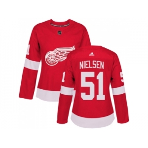 Women Adidas Detroit Red Wings #51 Frans Nielsen Red Home Authentic Stitched NHL Jersey