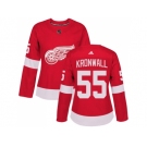 Women Adidas Detroit Red Wings #55 Niklas Kronwall Red Home Authentic Stitched NHL Jersey