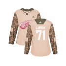 Women Adidas Detroit Red Wings #71 Dylan Larkin Camo Authentic 2017 Veterans Day Stitched NHL Jersey