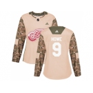 Women Adidas Detroit Red Wings #9 Gordie Howe Camo Authentic 2017 Veterans Day Stitched NHL Jersey