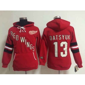 women nhl jerseys detroit red wings #13 datsyuk red[pullover hooded sweatshirt]