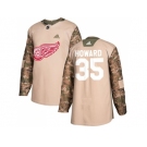 Youth Adidas Detroit Red Wings #35 Jimmy Howard Camo Authentic 2017 Veterans Day Stitched NHL Jersey