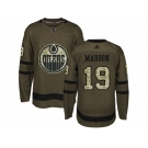 Youth Adidas Edmonton Oilers #19 Patrick Maroon Green Salute to Service Stitched NHL Jersey