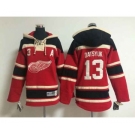 youth nhl jerseys detroit red wings #13 datsyuk red[pullover hooded sweatshirt patch A]