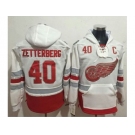 Detroit Red Wings #40 Henrik Zetterberg White Name & Number Pullover NHL Hoodie