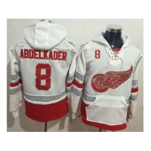 Detroit Red Wings #8 Justin Abdelkader White Name & Number Pullover NHL Hoodie