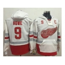 Detroit Red Wings #9 Gordie Howe White Name & Number Pullover NHL Hoodie