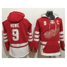 etroit Red Wings #9 Gordie Howe Red Name & Number Pullover NHL Hoodie