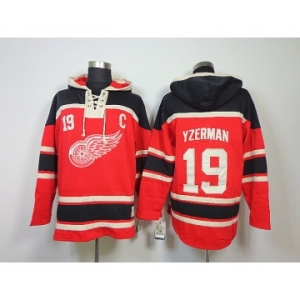 nhl jerseys detroit red wings #19 yzerman red[pullover hooded sweatshirt patch C]