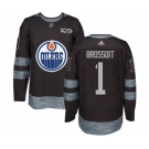 Adidas Edmonton Oilers #1 Laurent Brossoit Authentic Black 1917-2017 100th Anniversary NHL Jersey