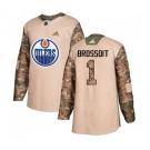 Adidas Edmonton Oilers #1 Laurent Brossoit Authentic Camo Veterans Day Practice NHL Jersey