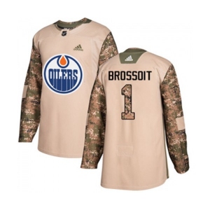 Adidas Edmonton Oilers #1 Laurent Brossoit Authentic Camo Veterans Day Practice NHL Jersey