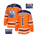 Adidas Edmonton Oilers #1 Laurent Brossoit Authentic Orange Fashion Gold NHL Jersey