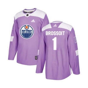 Adidas Edmonton Oilers #1 Laurent Brossoit Authentic Purple Fights Cancer Practice NHL Jersey