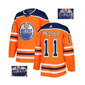 Adidas Edmonton Oilers #11 Mark Messier Authentic Orange Fashion Gold NHL Jersey