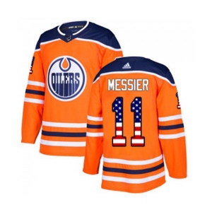 Adidas Edmonton Oilers #11 Mark Messier Authentic Orange USA Flag Fashion NHL Jersey