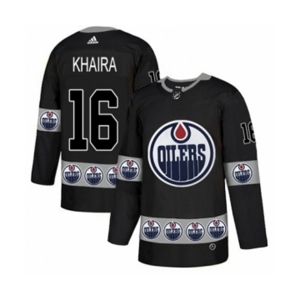 Adidas Edmonton Oilers #16 Jujhar Khaira Authentic Black Team Logo Fashion NHL Jersey