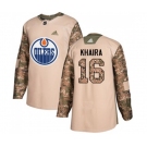 Adidas Edmonton Oilers #16 Jujhar Khaira Authentic Camo Veterans Day Practice NHL Jersey