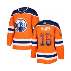 Adidas Edmonton Oilers #16 Jujhar Khaira Authentic Orange Drift Fashion NHL Jersey