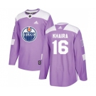 Adidas Edmonton Oilers #16 Jujhar Khaira Authentic Purple Fights Cancer Practice NHL Jersey