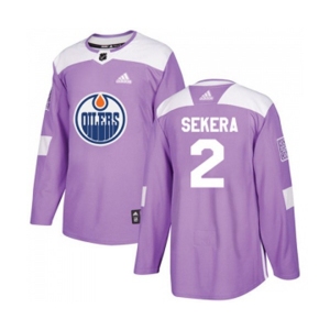 Adidas Edmonton Oilers #2 Andrej Sekera Authentic Purple Fights Cancer Practice NHL Jersey
