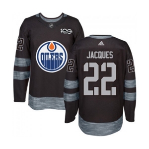 Adidas Edmonton Oilers #22 Jean-Francois Jacques Authentic Black 1917-2017 100th Anniversary NHL Jersey