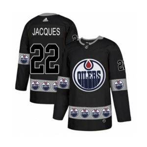 Adidas Edmonton Oilers #22 Jean-Francois Jacques Authentic Black Team Logo Fashion NHL Jersey