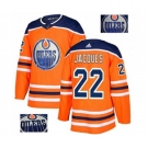 Adidas Edmonton Oilers #22 Jean-Francois Jacques Authentic Orange Fashion Gold NHL Jersey