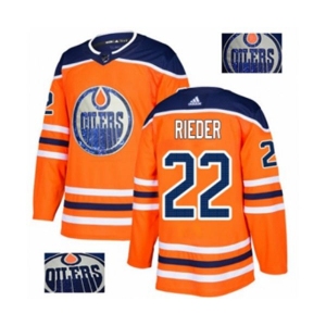 Adidas Edmonton Oilers #22 Tobias Rieder Authentic Orange Fashion Gold NHL Jersey