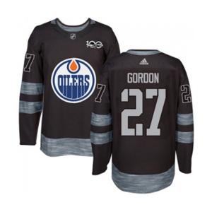 Adidas Edmonton Oilers #27 Boyd Gordon Authentic Black 1917-2017 100th Anniversary NHL Jersey