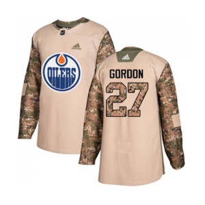 Adidas Edmonton Oilers #27 Boyd Gordon Authentic Camo Veterans Day Practice NHL Jersey