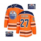 Adidas Edmonton Oilers #27 Boyd Gordon Authentic Orange Fashion Gold NHL Jersey