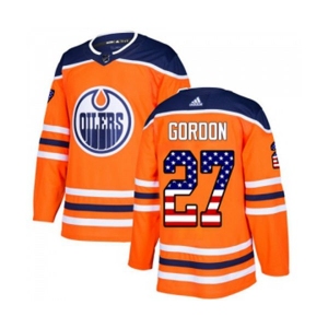 Adidas Edmonton Oilers #27 Boyd Gordon Authentic Orange USA Flag Fashion NHL Jersey