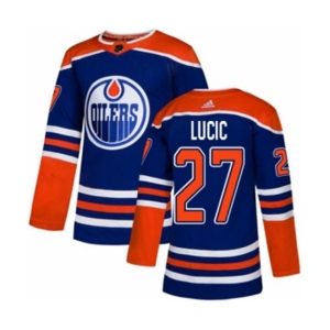 Adidas Edmonton Oilers #27 Milan Lucic Premier Royal Blue Alternate NHL Jersey